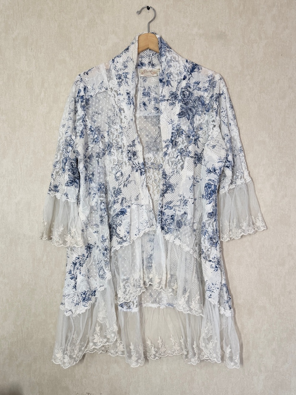 Paper Lace Women’s Cotton Multi Fabric Cardigan Tunic Boho Cottagecore Fairy XL